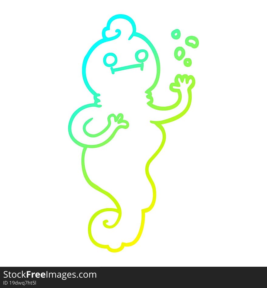 Cold Gradient Line Drawing Cartoon Spooky Ghost