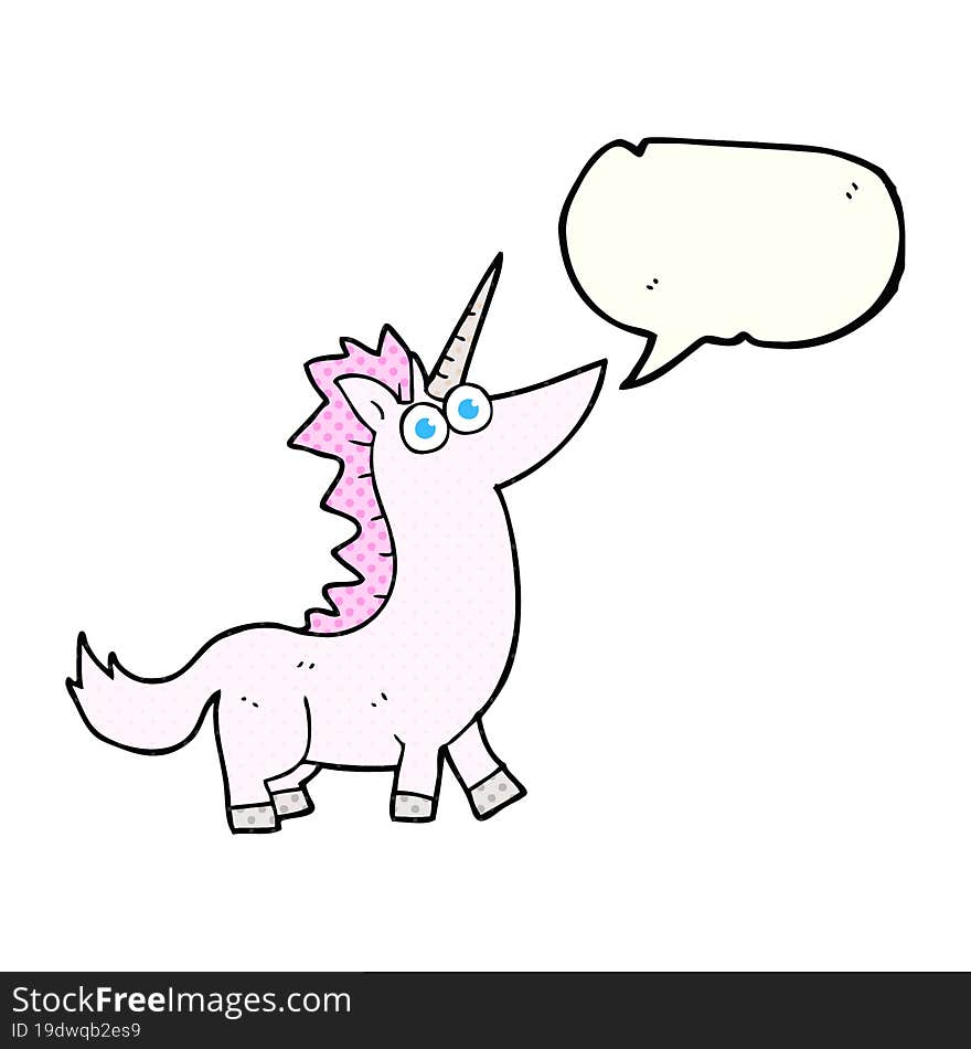 comic book speech bubble cartoon unicorn