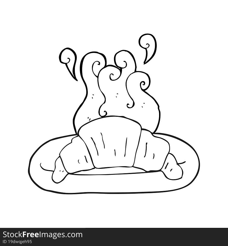 black and white cartoon croissant