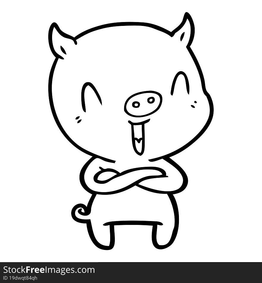 happy cartoon pig. happy cartoon pig