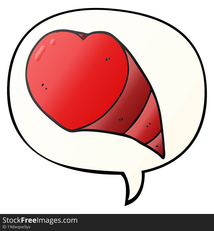 cartoon love heart symbol and speech bubble in smooth gradient style