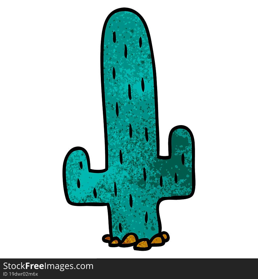 Textured Cartoon Doodle Of A Cactus