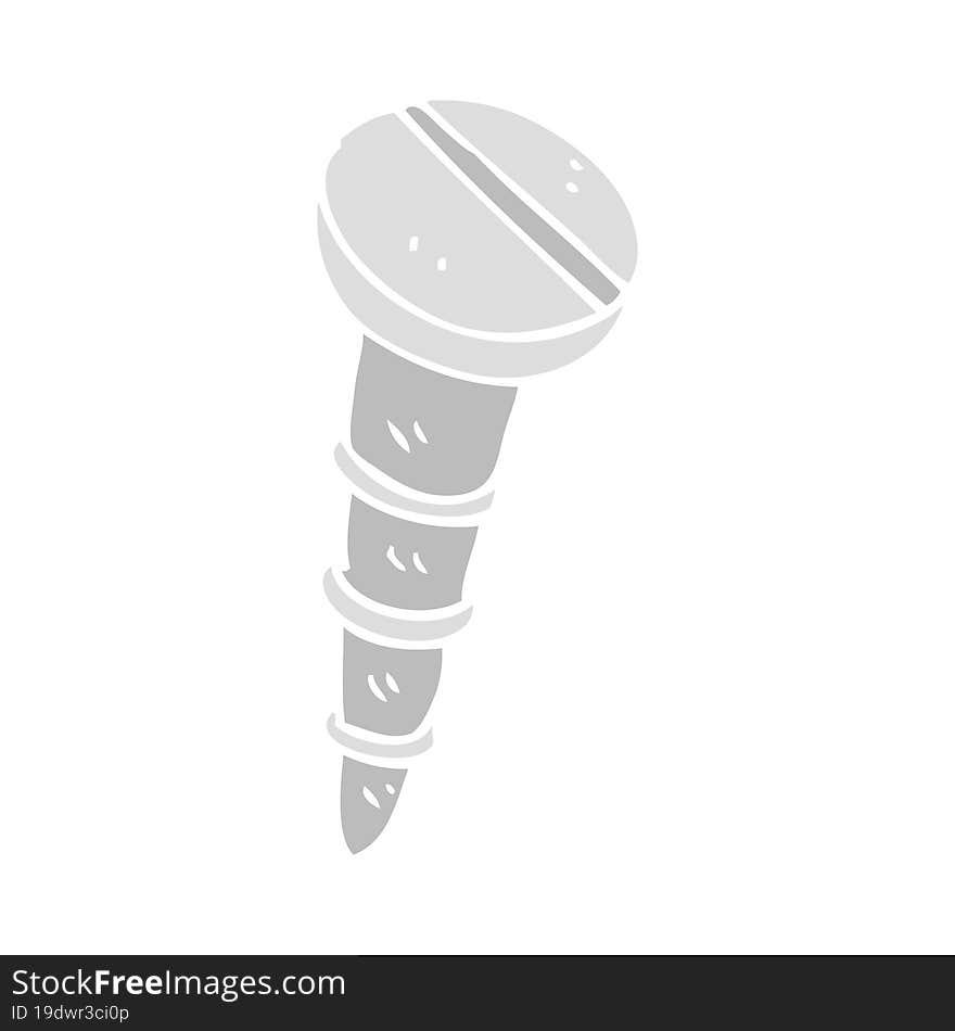 Flat Color Illustration Of A Cartoon Screw