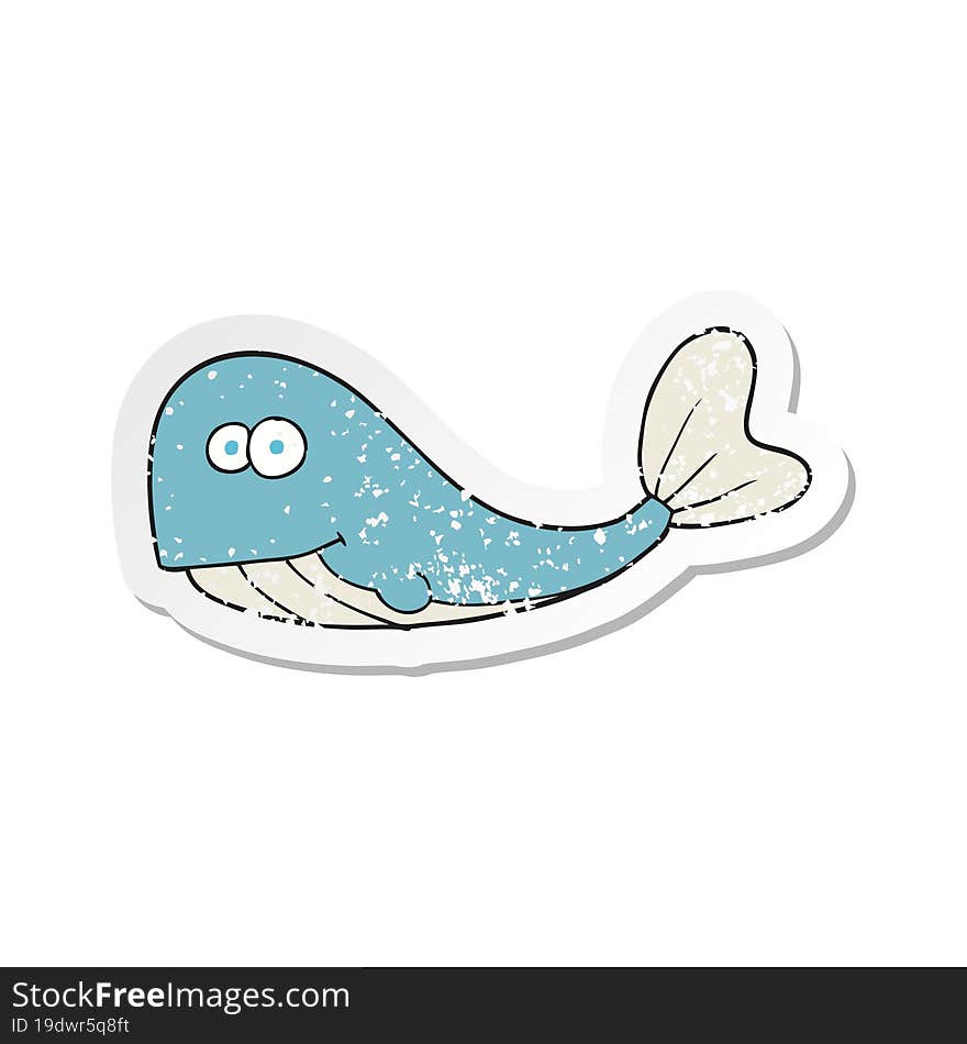 retro distressed sticker of a cartoon whale