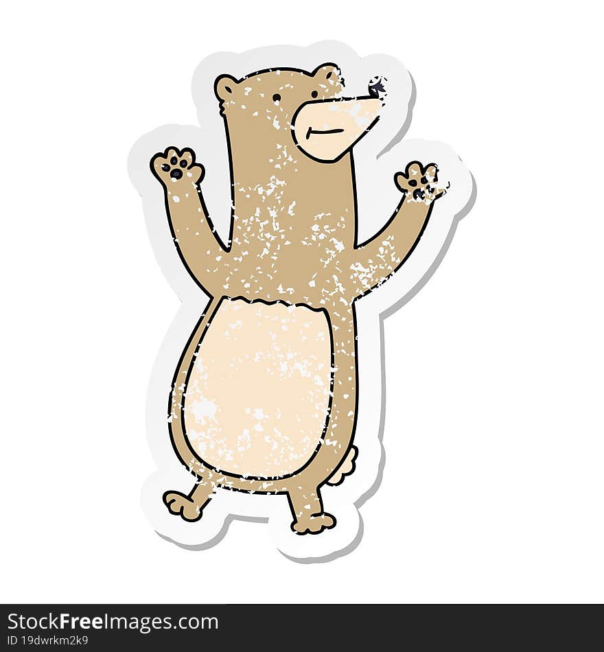 distressed sticker of a quirky hand drawn cartoon bear