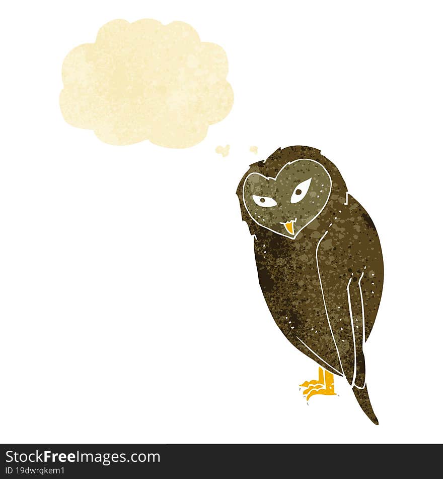 cartoon owl with thought bubble