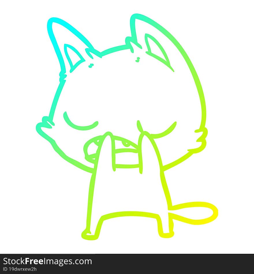 Cold Gradient Line Drawing Talking Cat Cartoon