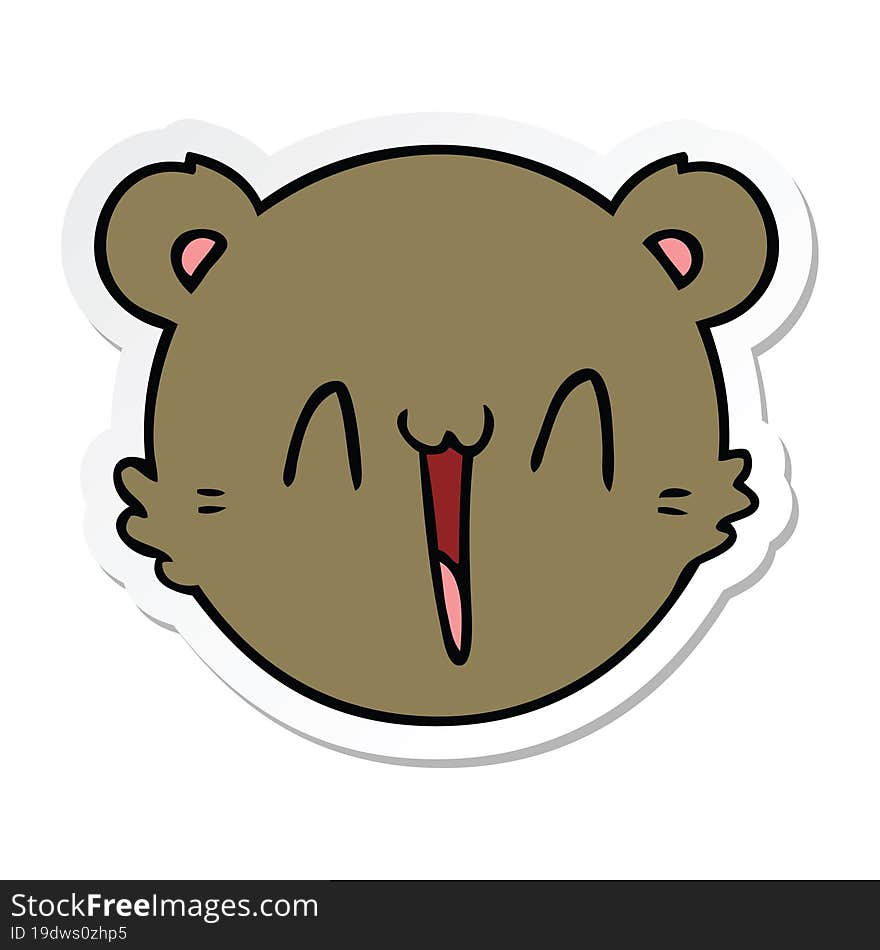 sticker of a cute cartoon teddy bear face