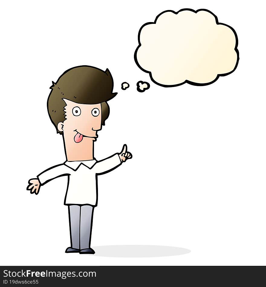 cartoon funny man with idea with thought bubble