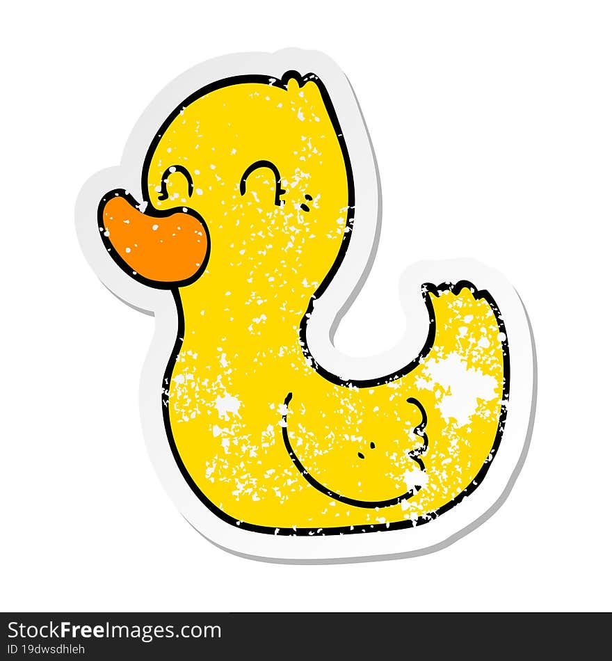 distressed sticker of a cartoon duck