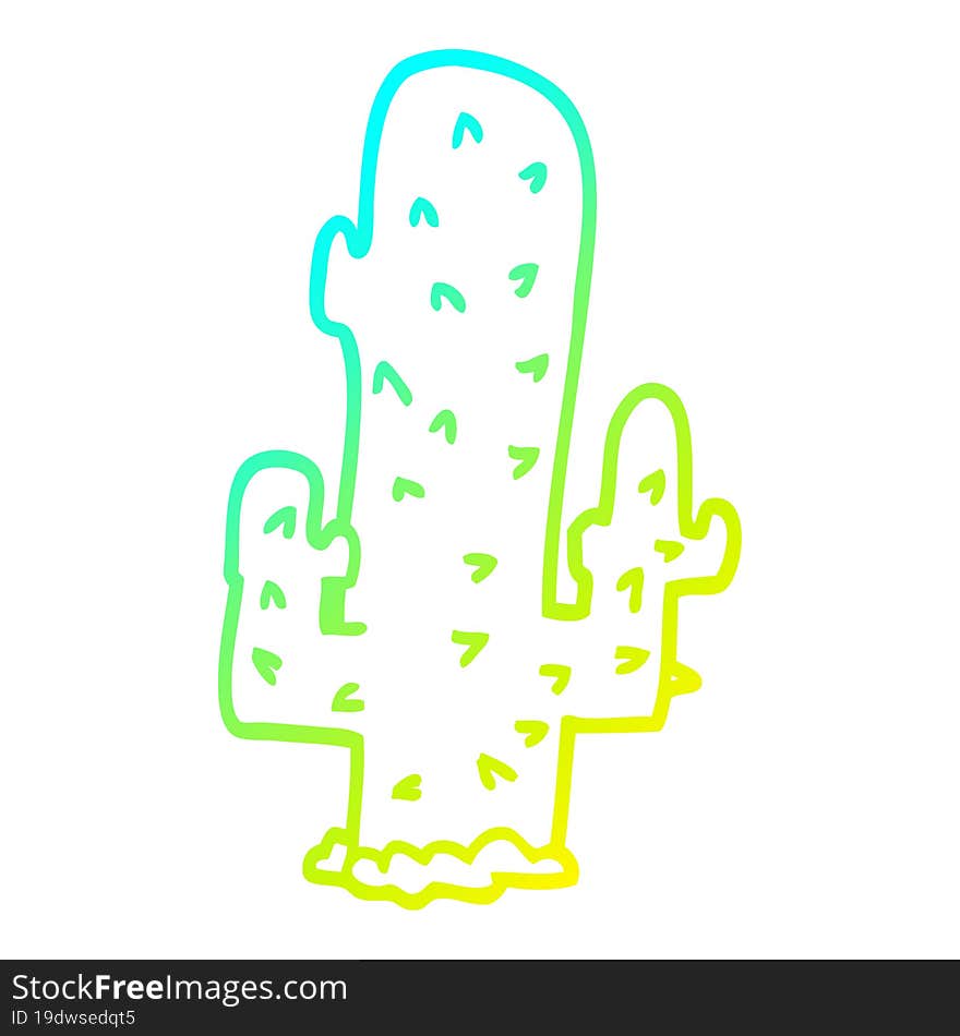 cold gradient line drawing cartoon cactus