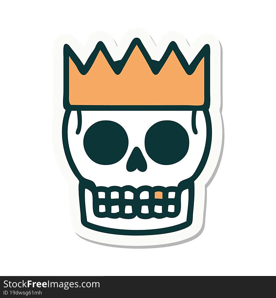 tattoo style sticker of a skull and crown