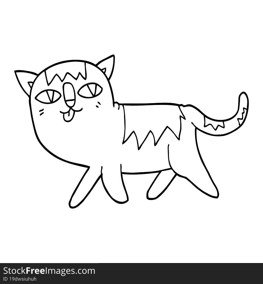 line drawing cartoon funny cat