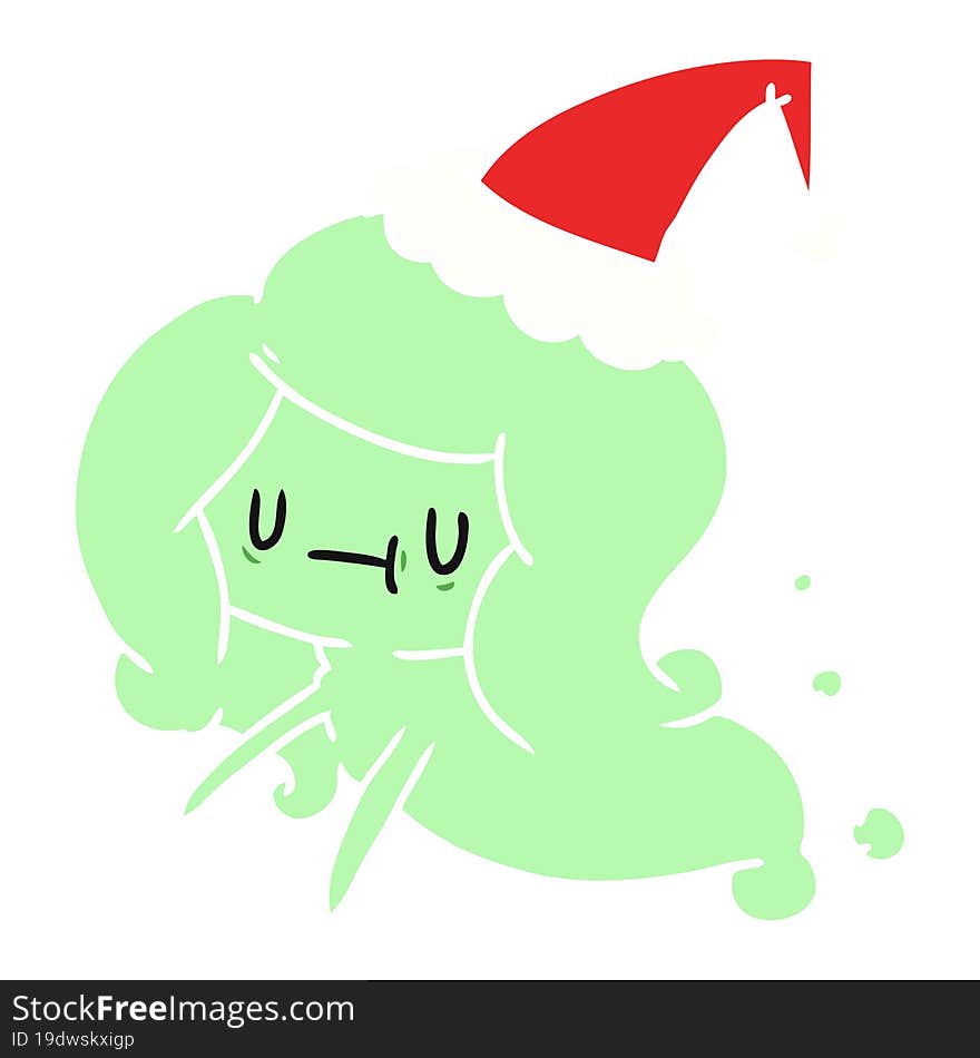 hand drawn christmas cartoon of kawaii ghost