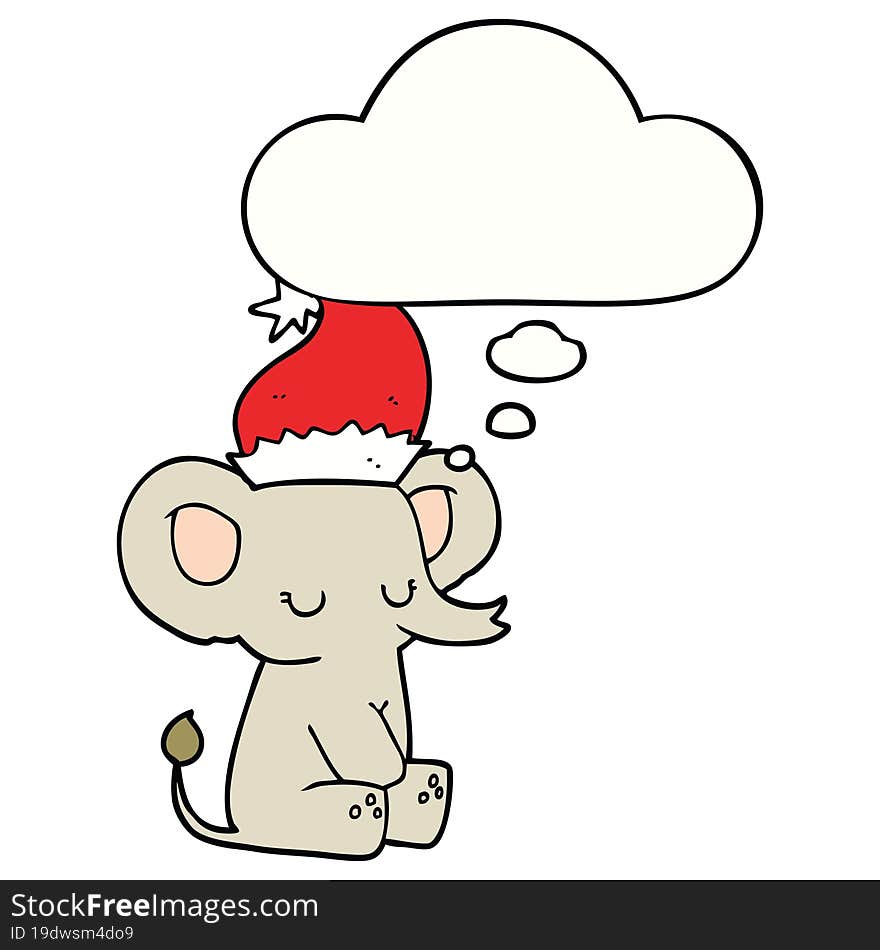 Cute Christmas Elephant And Thought Bubble