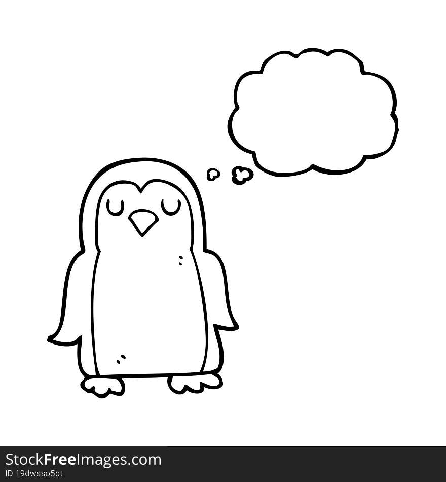 freehand drawn thought bubble cartoon bird