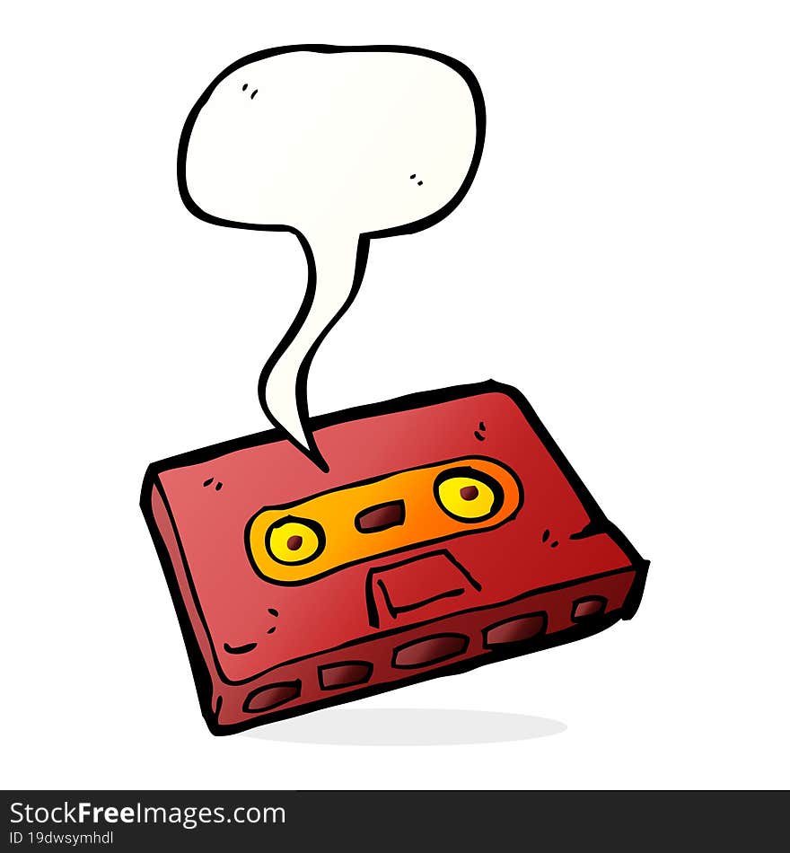 cartoon cassette tape with speech bubble