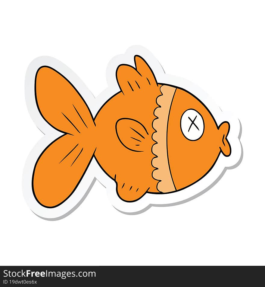 sticker of a cartoon goldfish