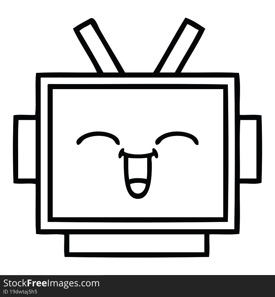 line drawing cartoon robot head