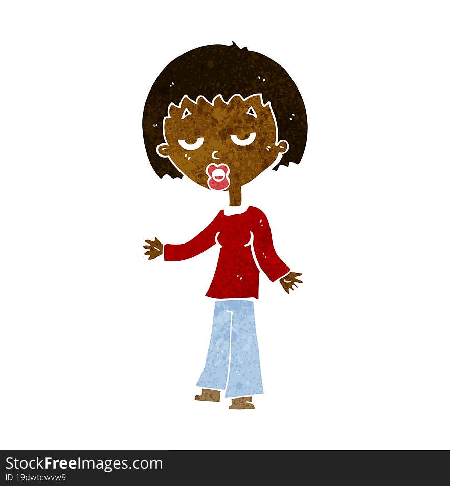 cartoon tired woman