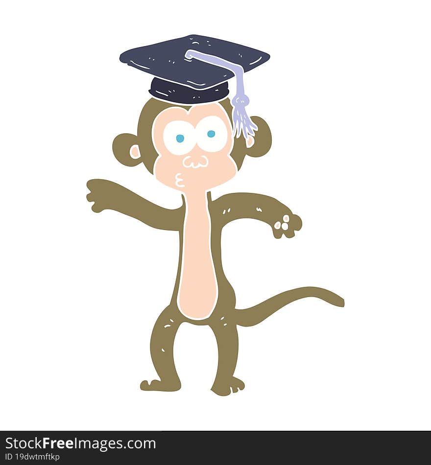 flat color illustration of graduate monkey. flat color illustration of graduate monkey