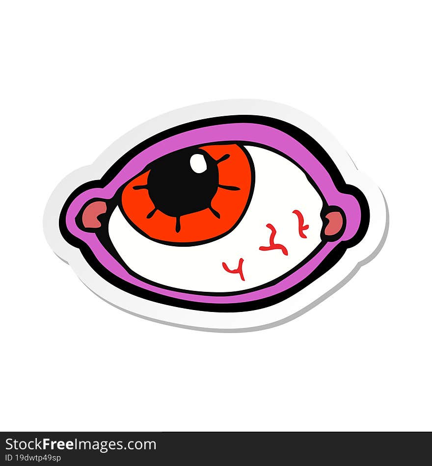 sticker of a cartoon spooky eye