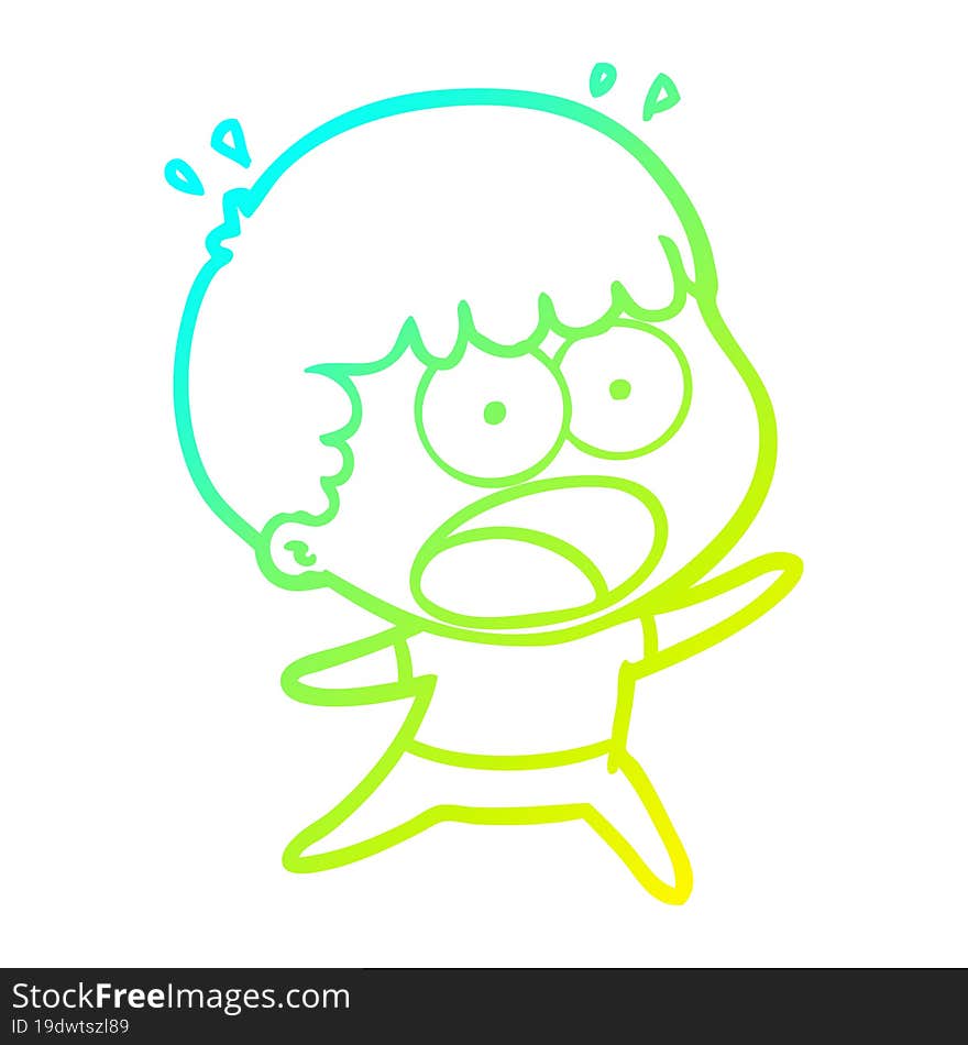 cold gradient line drawing cartoon shocked man