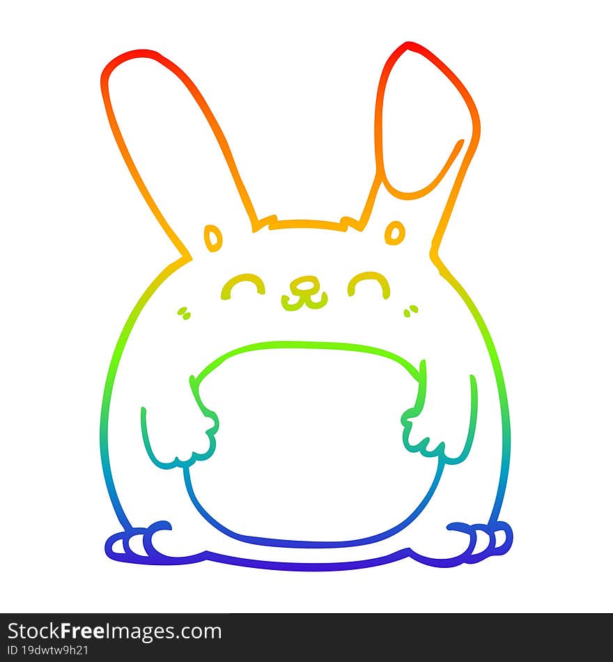 rainbow gradient line drawing of a cartoon rabbit