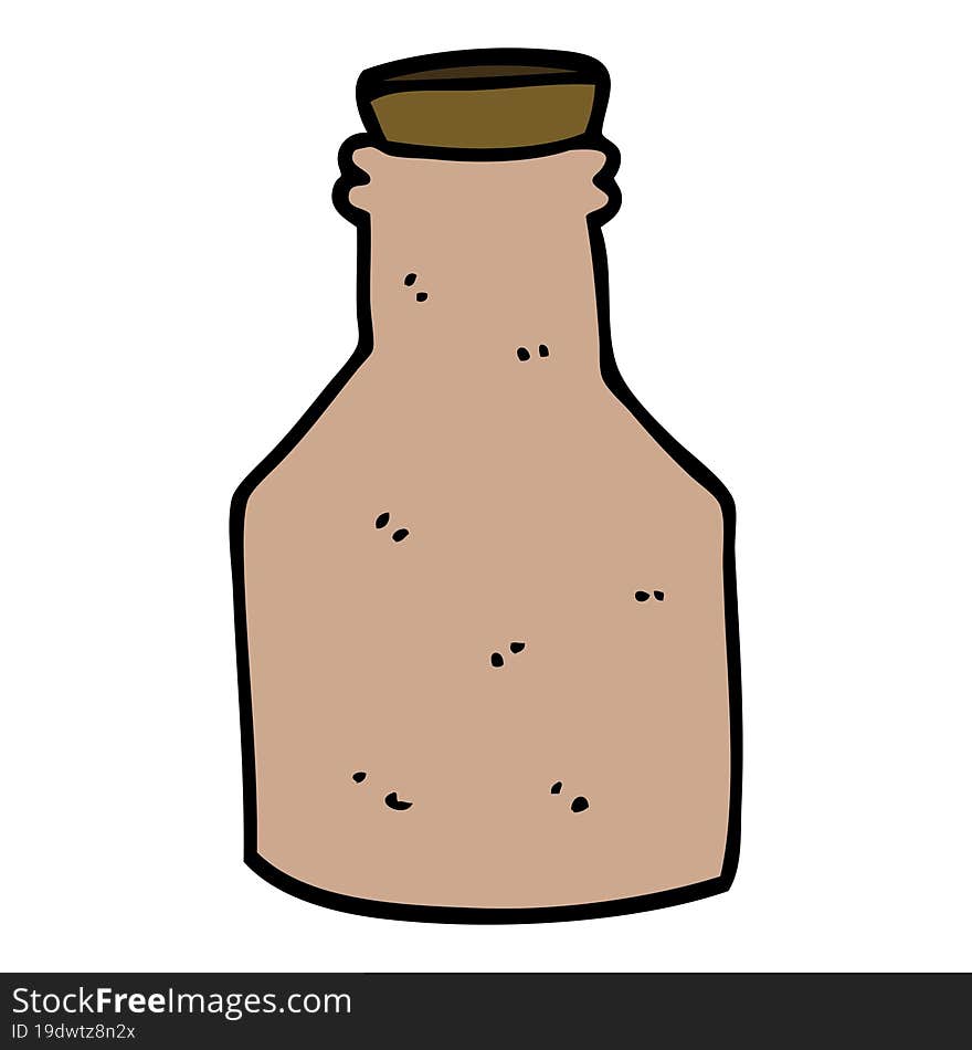 cartoon doodle old ceramic bottle with cork