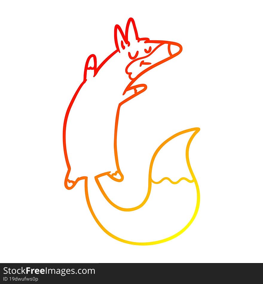 Warm Gradient Line Drawing Cartoon Jumping Fox