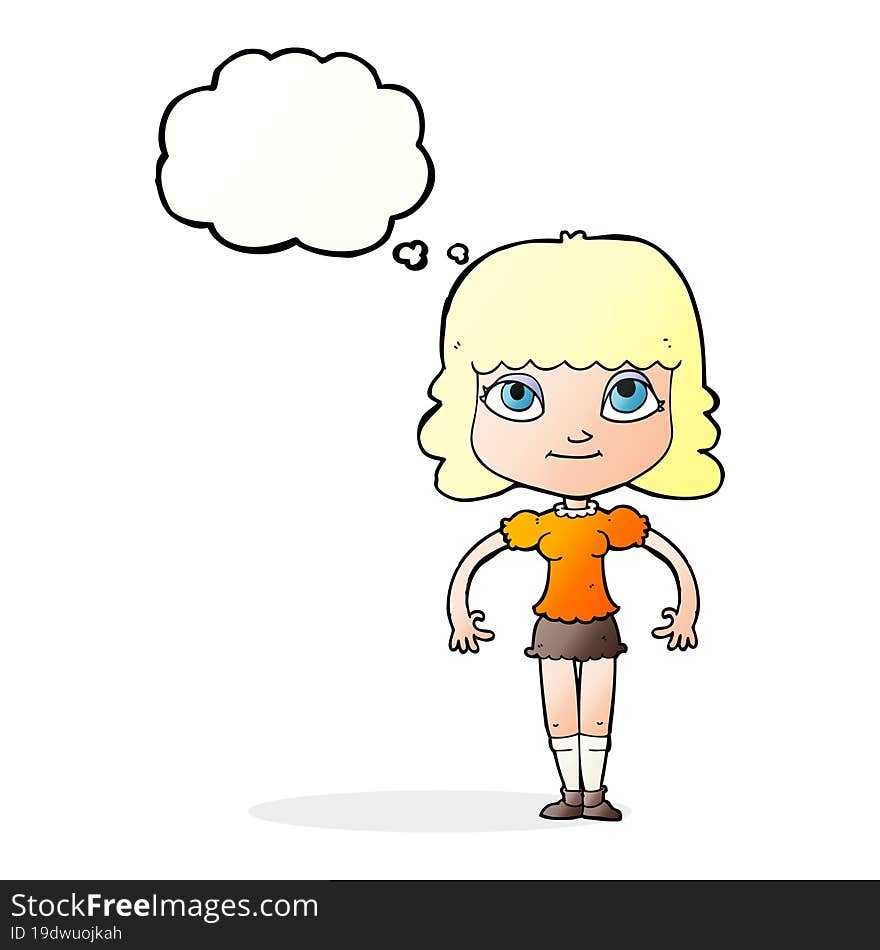 cartoon girl with thought bubble