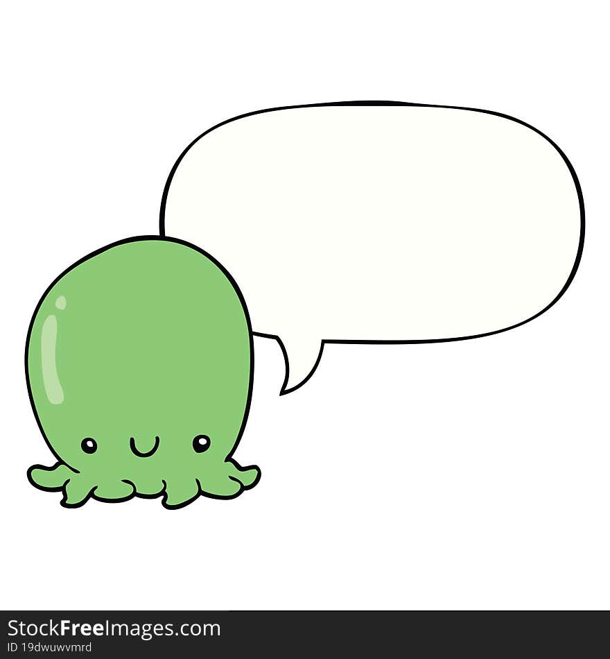 cute cartoon octopus and speech bubble