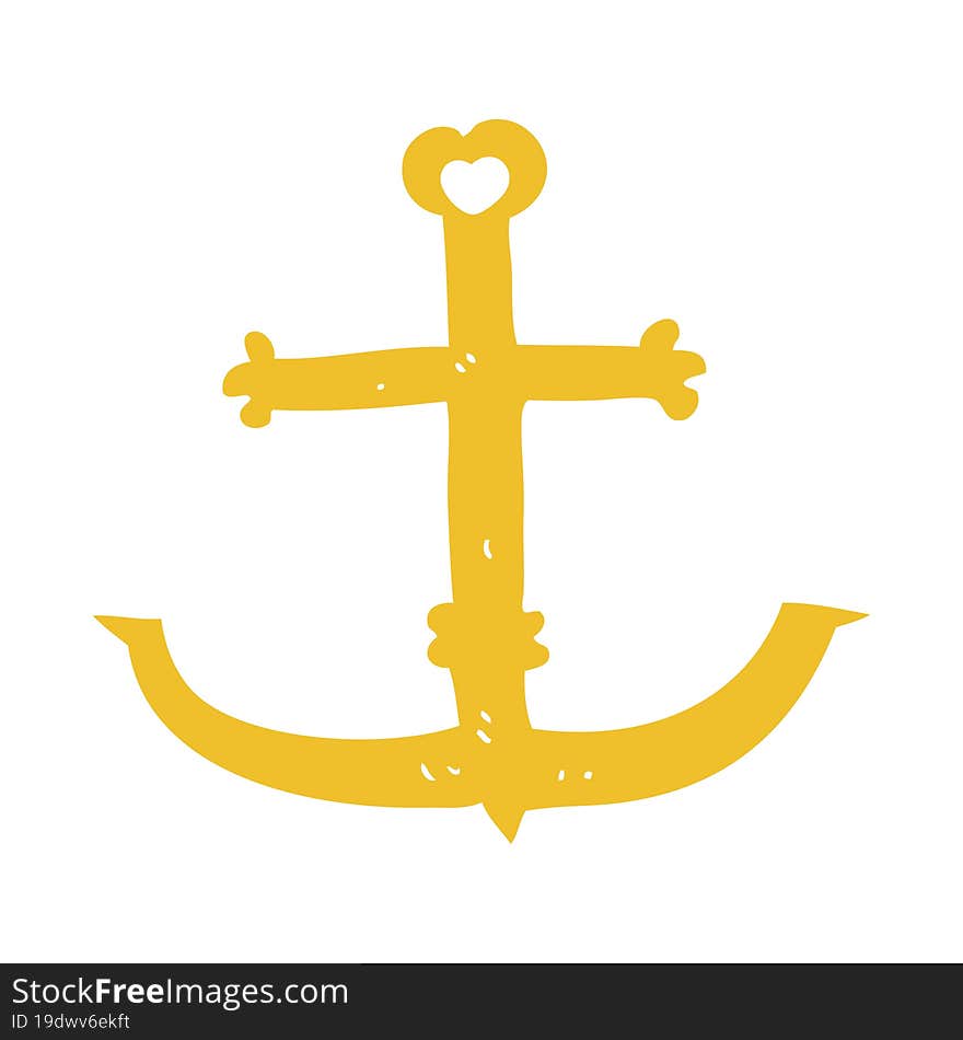 flat color illustration of a cartoon anchor