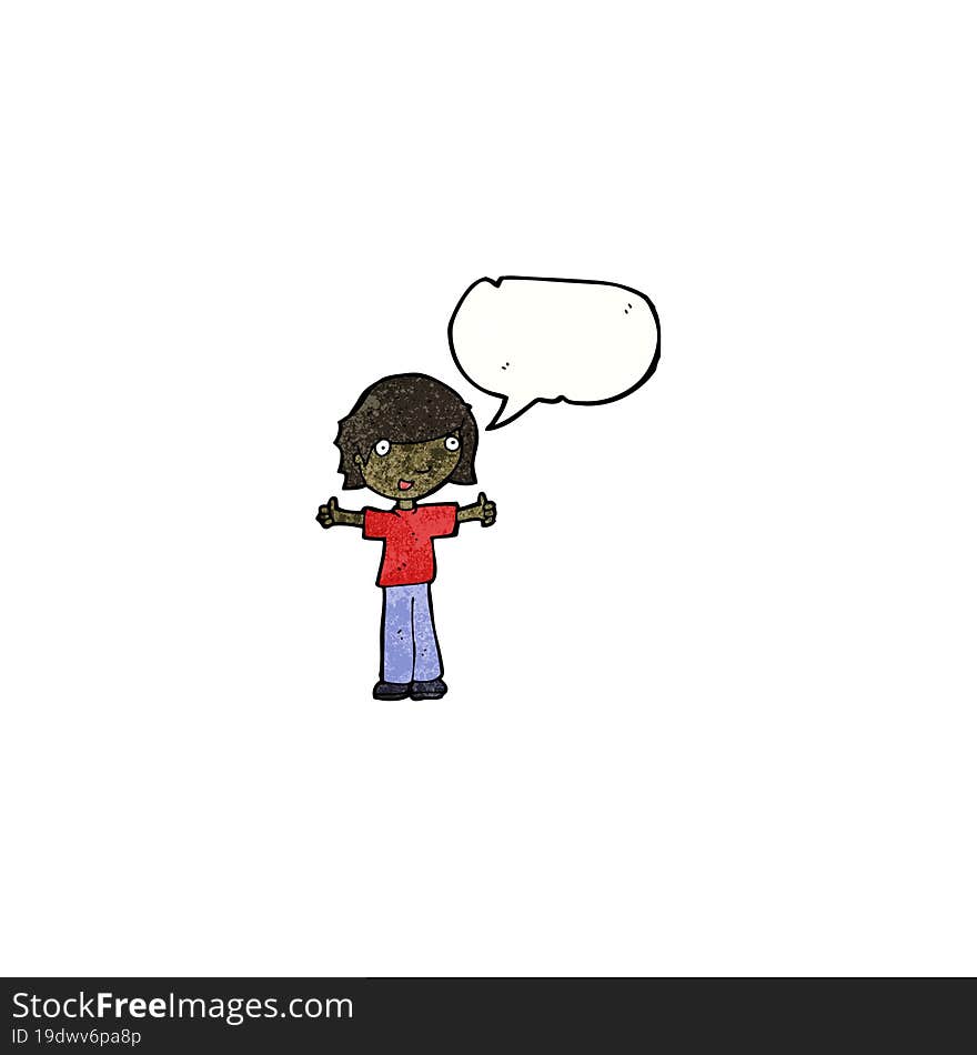 cartoon boy giving thumbs up symbol