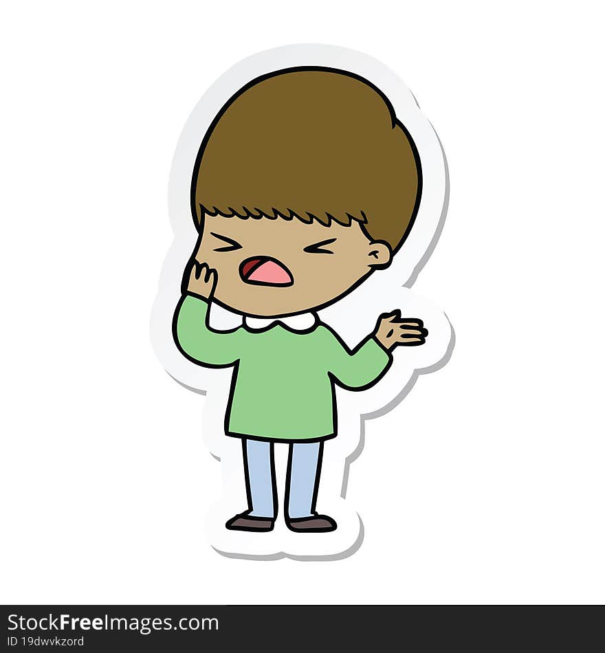 sticker of a cartoon stressed man