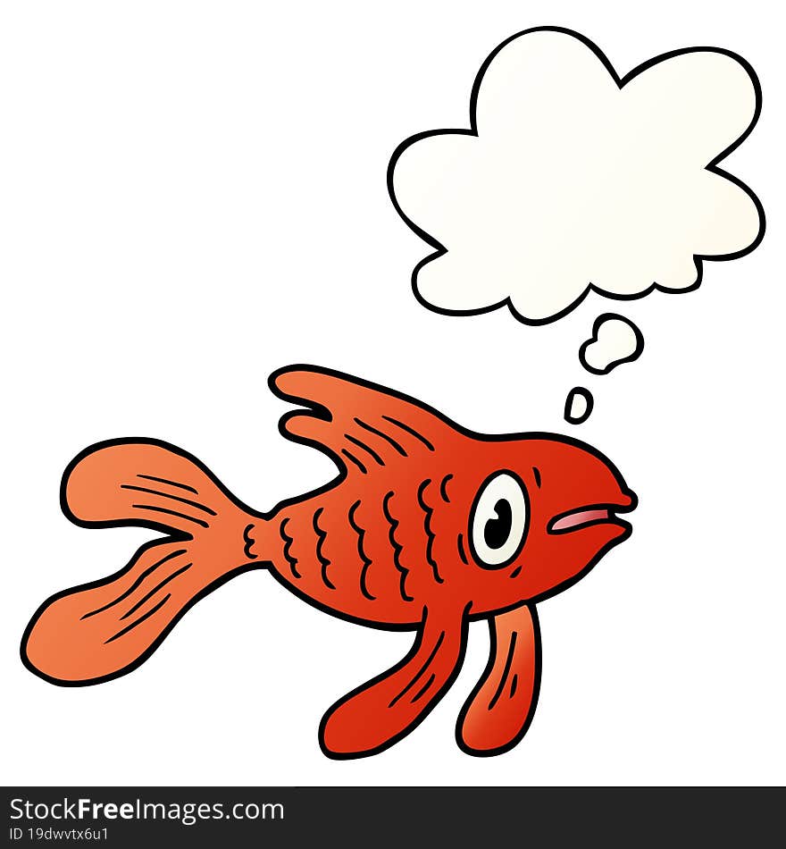 cartoon fish and thought bubble in smooth gradient style