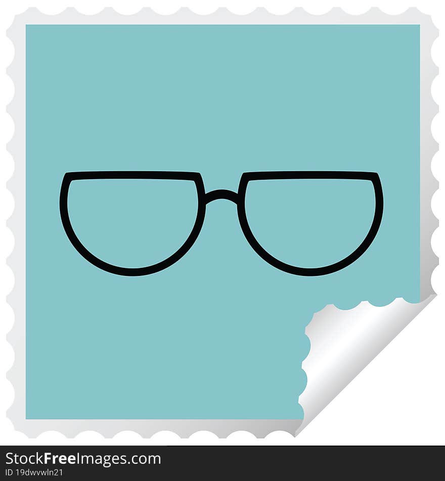 spectacles graphic square sticker stamp. spectacles graphic square sticker stamp