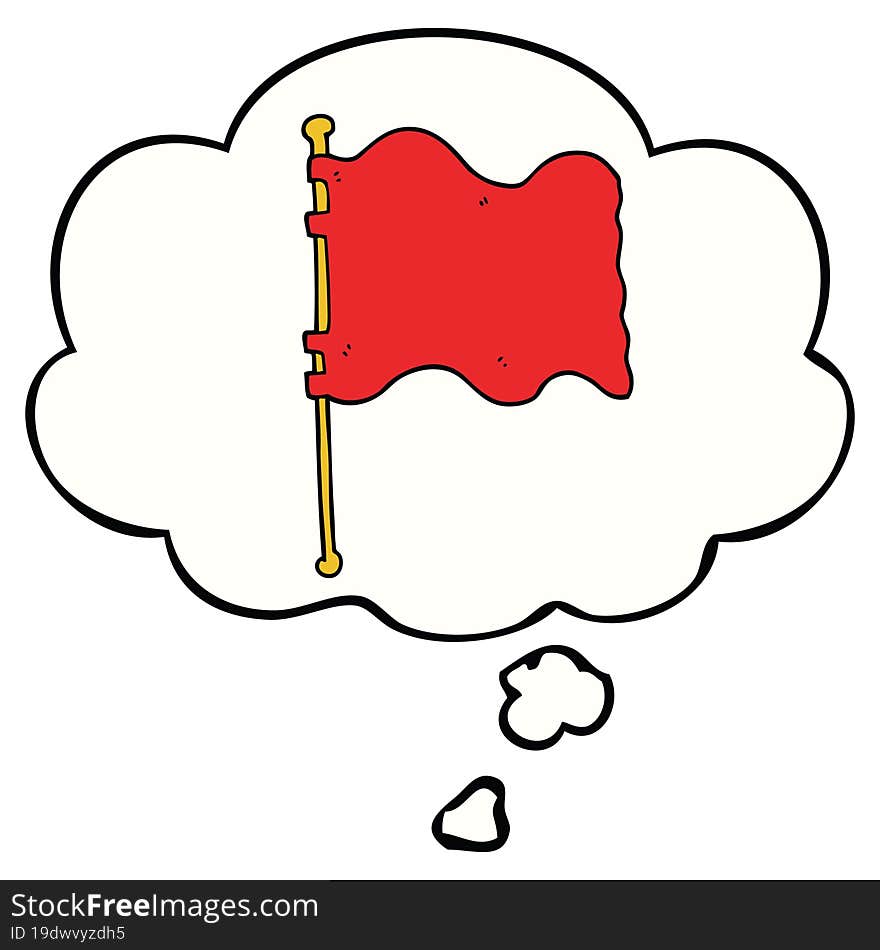 Cartoon Flag And Thought Bubble