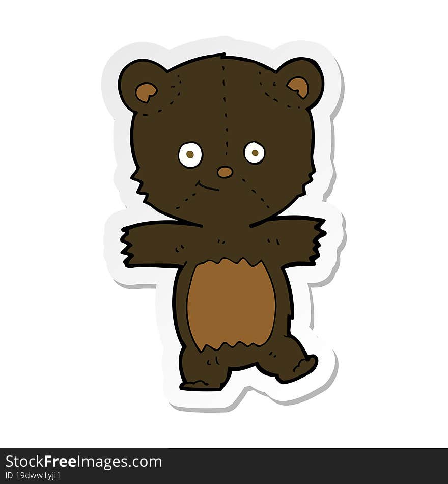 sticker of a cartoon cute black bear