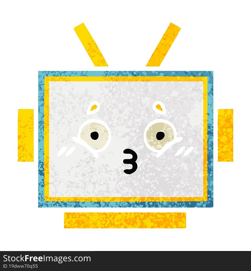 retro illustration style cartoon of a robot head