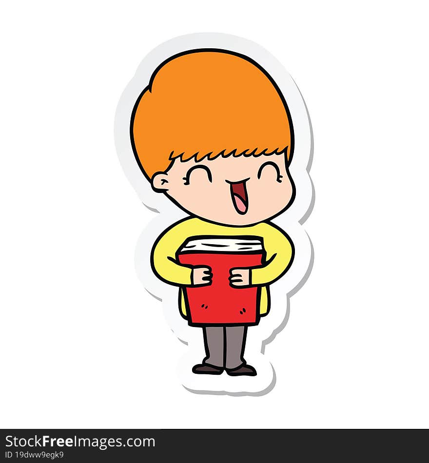 Sticker Of A Happy Cartoon Boy