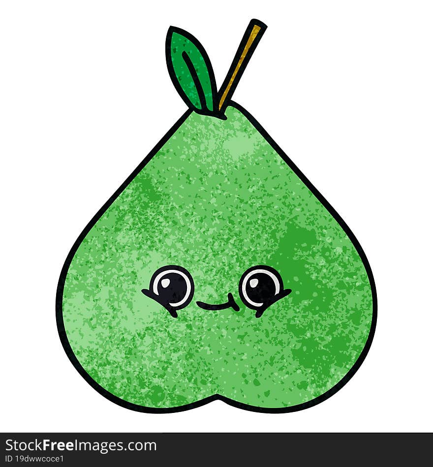 retro grunge texture cartoon green pear