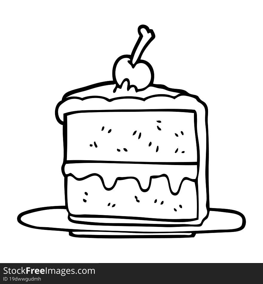 line drawing cartoon chocolate cake