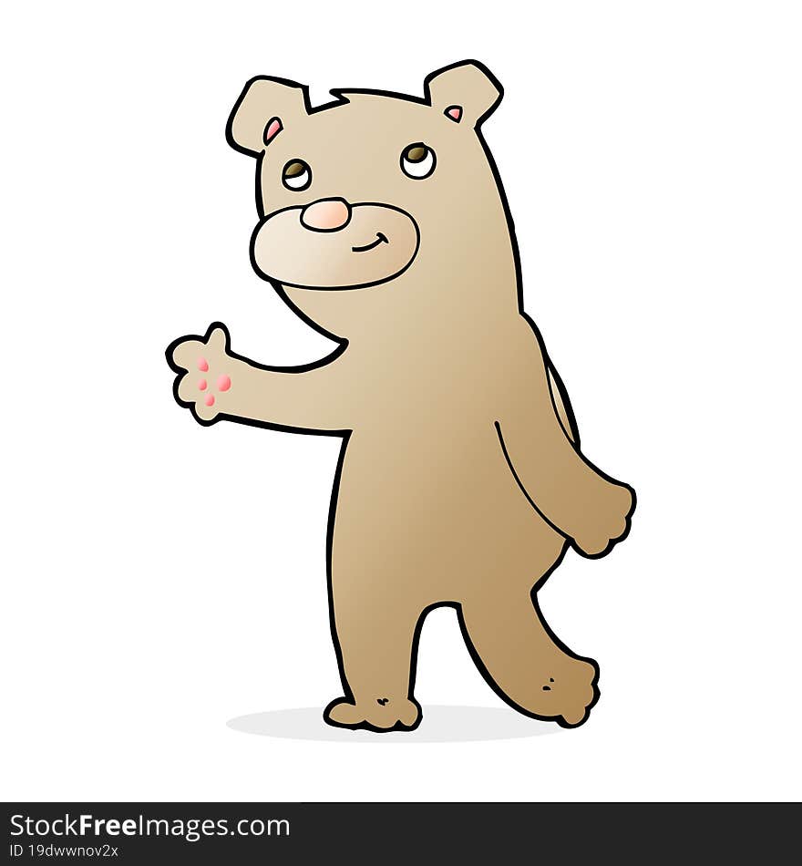 cartoon happy waving bear