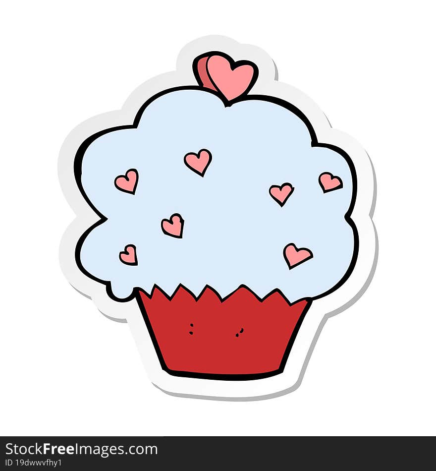 sticker of a cartoon cupcake