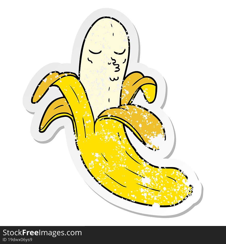 distressed sticker of a cartoon best quality organic banana