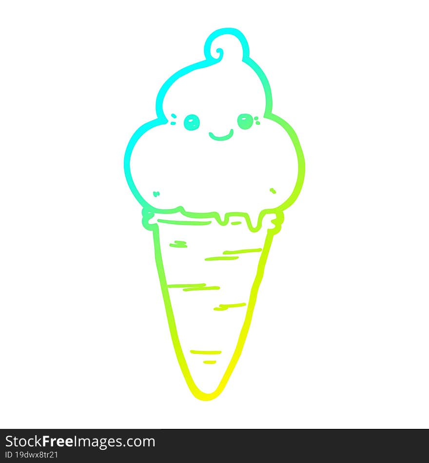 cold gradient line drawing cartoon ice cream