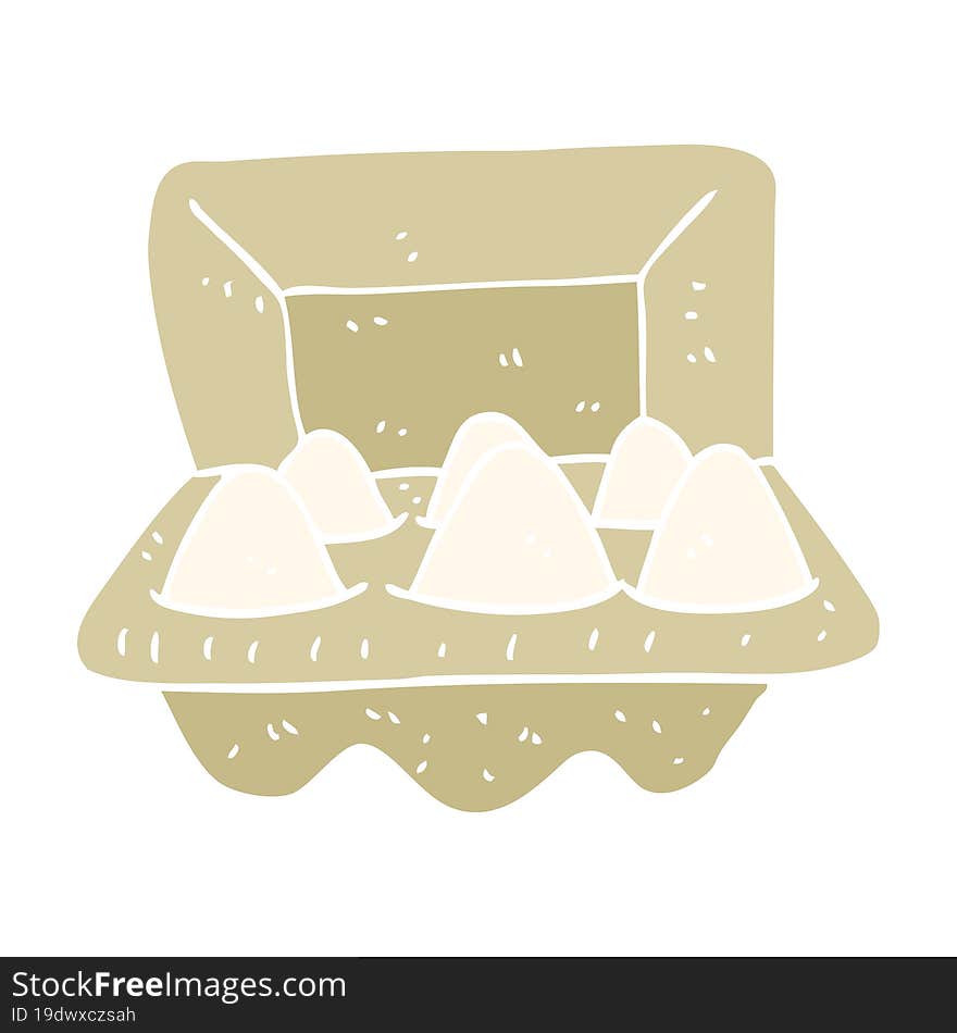 flat color illustration of a cartoon eggs in box