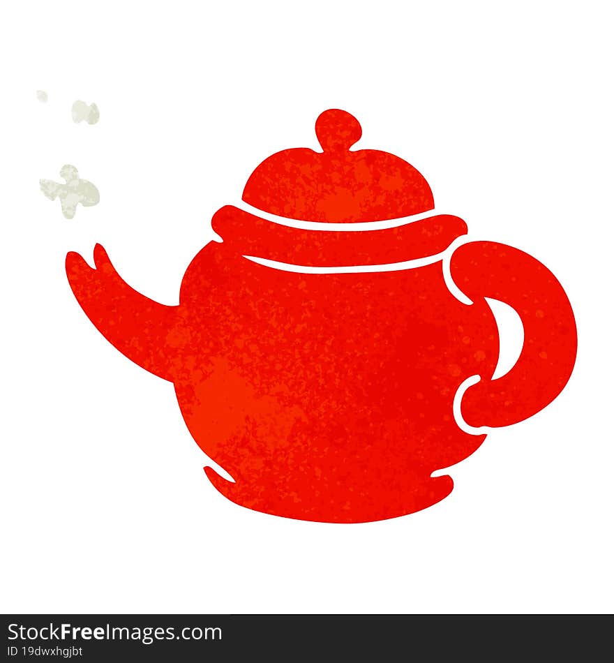 retro cartoon doodle of a blue tea pot