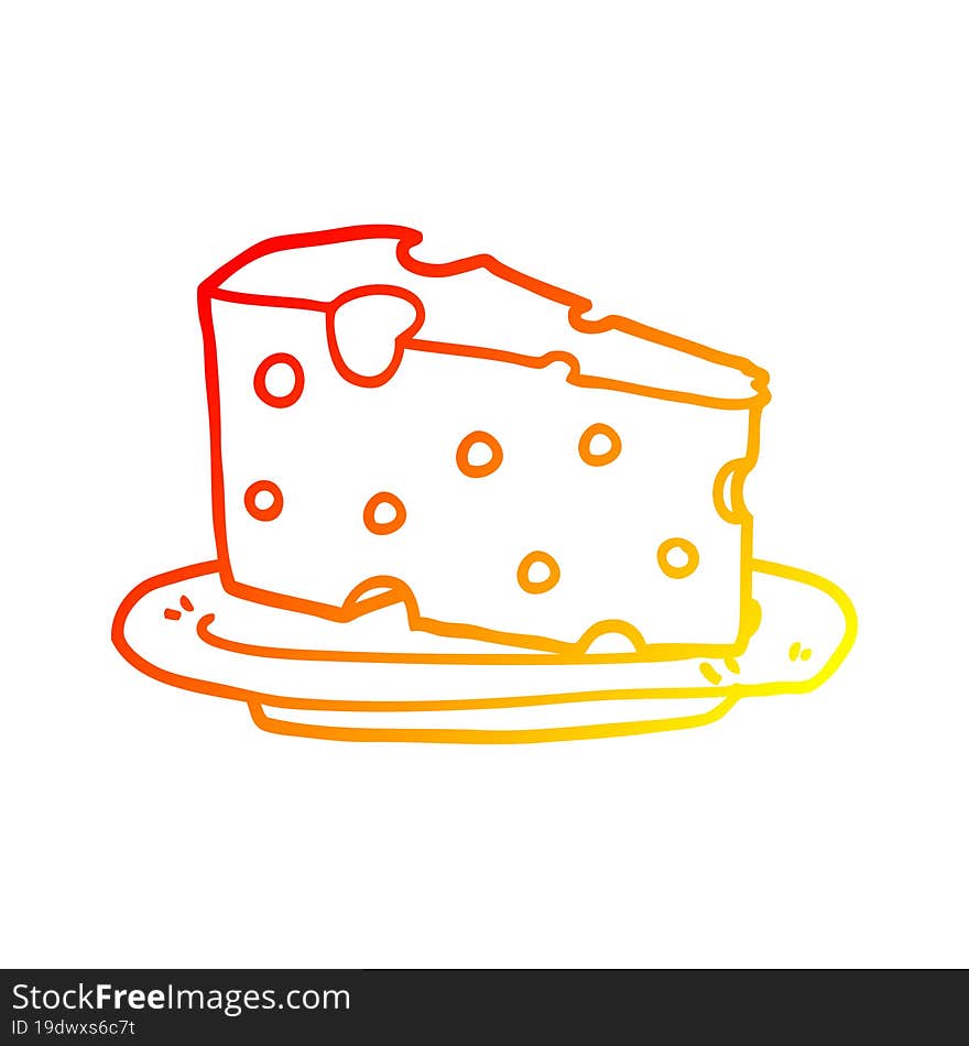 warm gradient line drawing of a cartoon cheese on plate